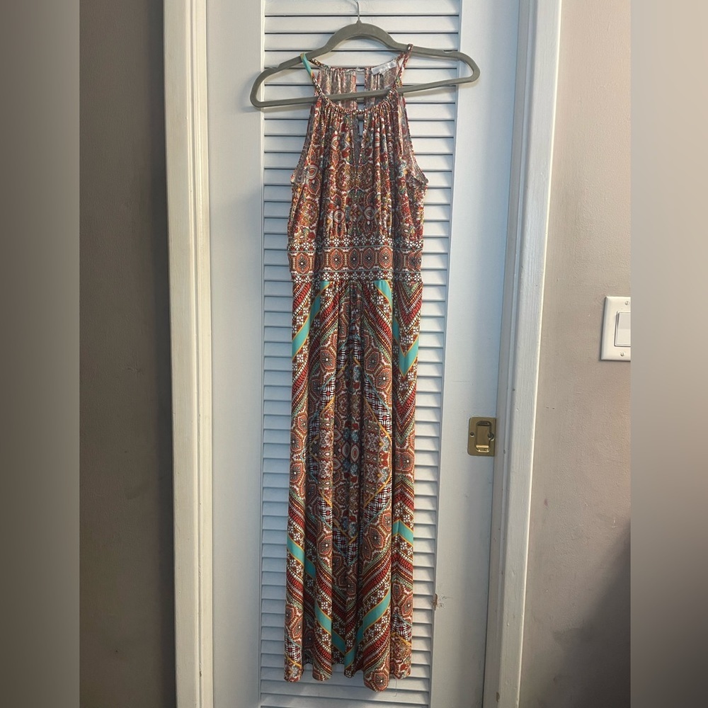 London Times Jersey Maxi Dress 10/12 (15”waist 19”bust aprox).Bohemian. EUC